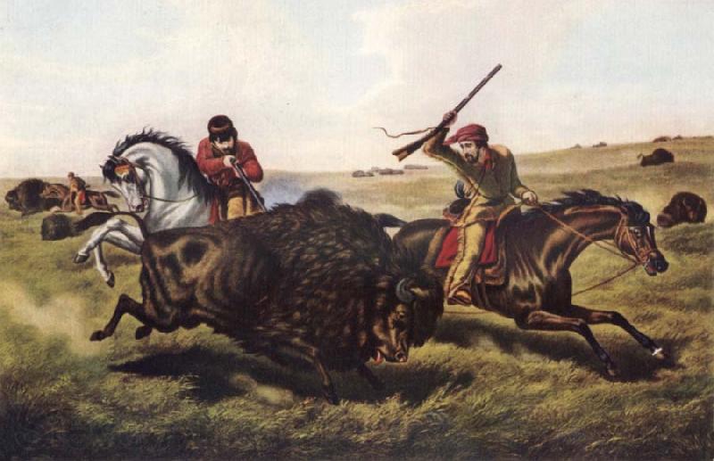 Tait Arthur Fitzwilliam Life on the Prairie-The Buffalo Hunt Germany oil painting art